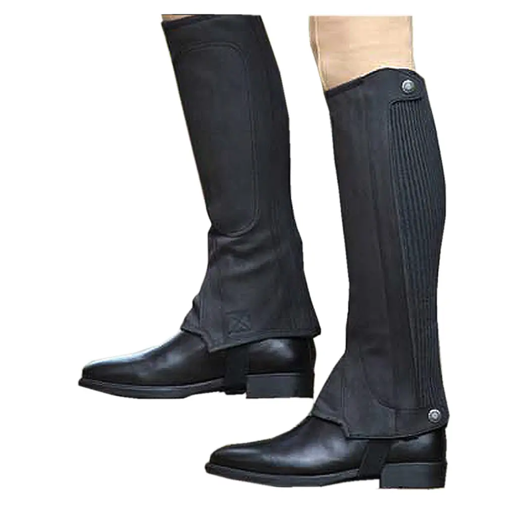 Shires Kids Plain Half Chaps Washable Amara Suede Elastic Calf Panel & Inner Pad 1