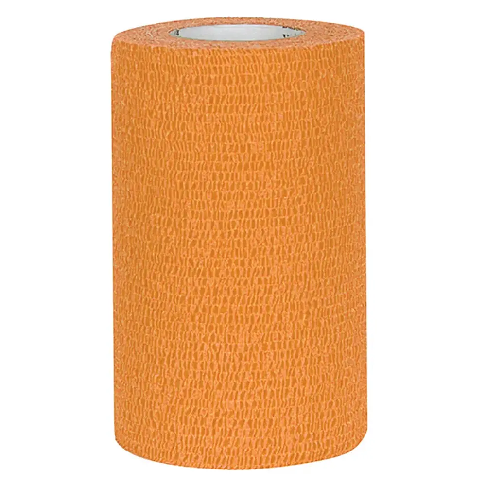 Self-Adherent Vet Wrap Bandage 4" X 15' Cohesive Flexible Non-Stick Wrap Orange 1