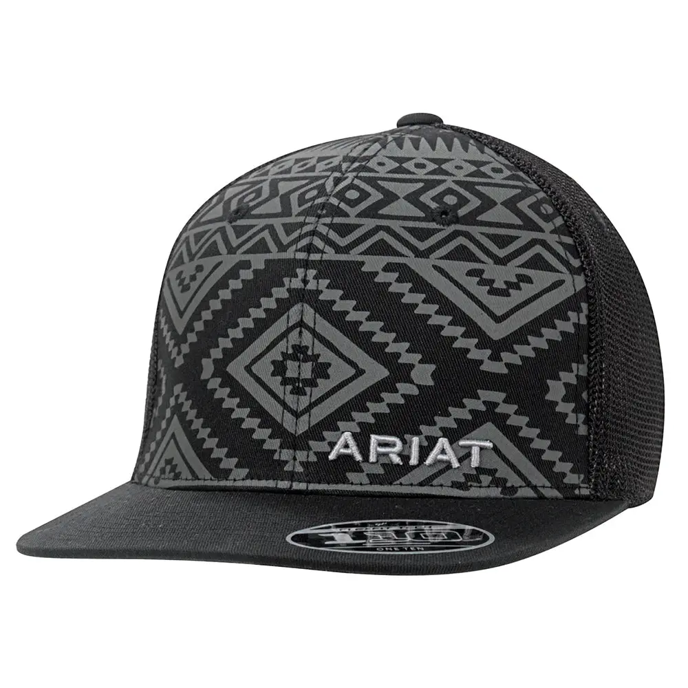 Ariat Men's Aztec Black Flat Bill Cap 1