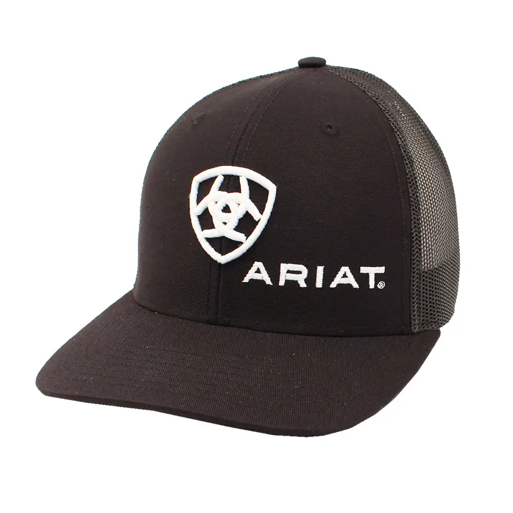 M&F Western Black Mesh Cap – Decorative Eyelet Embroidery, Adjustable 7-Snap Closure, Breathable Back Design 1