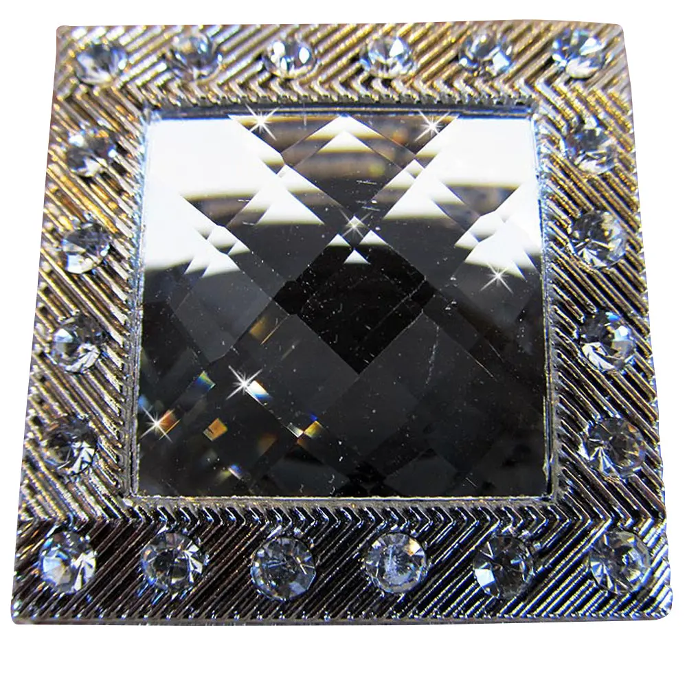 Hilason Screw Back Concho Grey Silver Crystals Square Saddle Color | Bridle Conchos Western Slotted 1