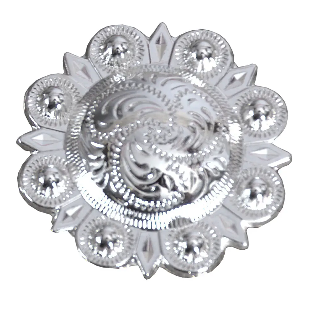 Hilason Pc Silver Engraved Round Screw Back Concho Headstall Horse Crystal Ab, Aqua Marine And Lemon Color | Slotted Conchos 1
