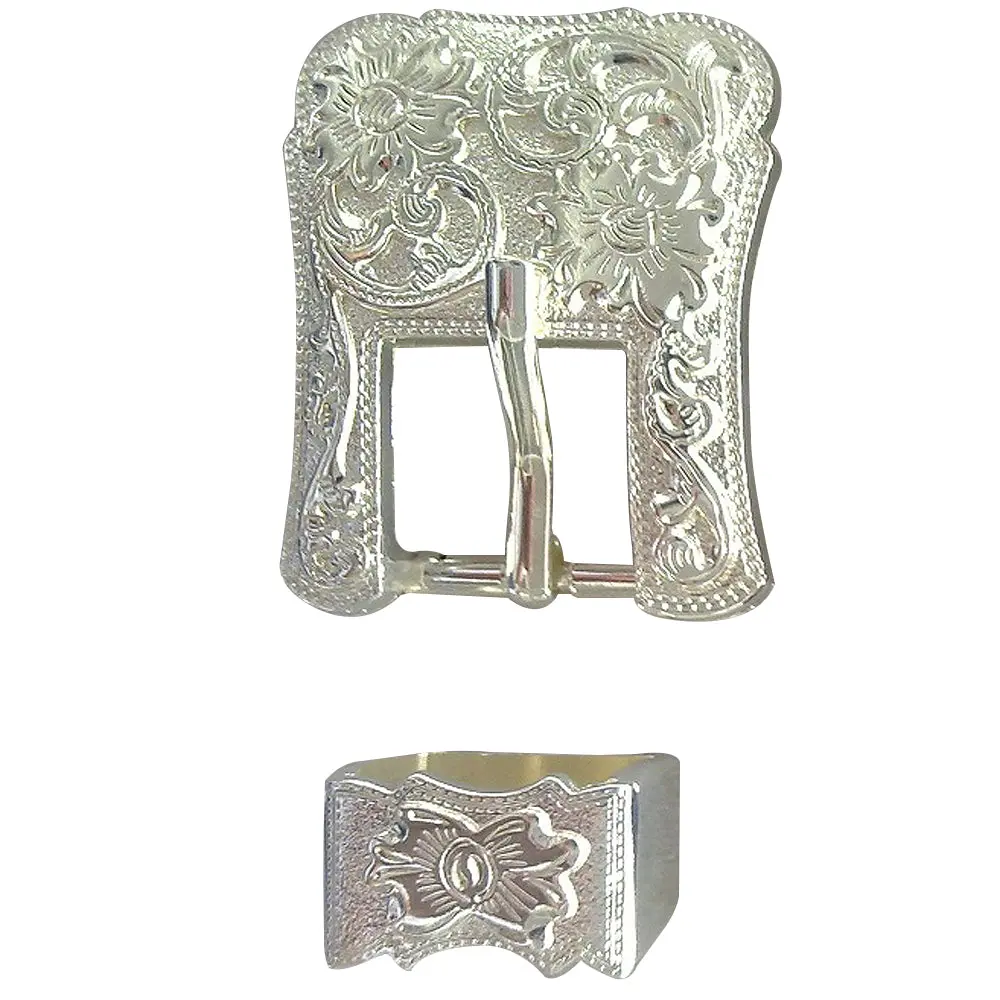 Hilason Western Screw Back Concho Buckle Horse Saddle Bridle Silver Floral 3/4 In | Belt Slotted Conchos 1