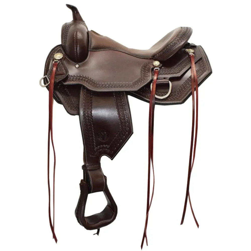 16 In Wide Bar 7 Circle Y Tallgrass Wood Trail Saddle Chestnut 1