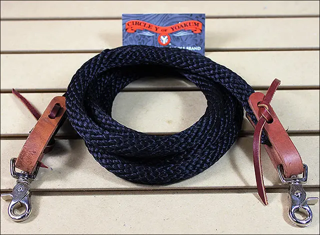 Circle Y Western Horse Tack Nylon Poly Single Rein Leather Bit Ends 1