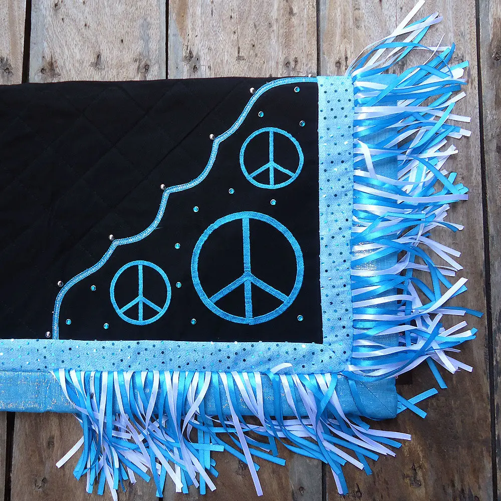 Black Hilason Western Show Barrel Racing Rodeo Saddle Blanket Pad Peace Sign 1