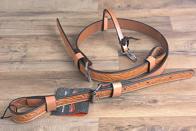 Circle Y 1 1/2" Floral Billets Tooled Horse Leather Flank Cinch Girth Ultra Lite 2