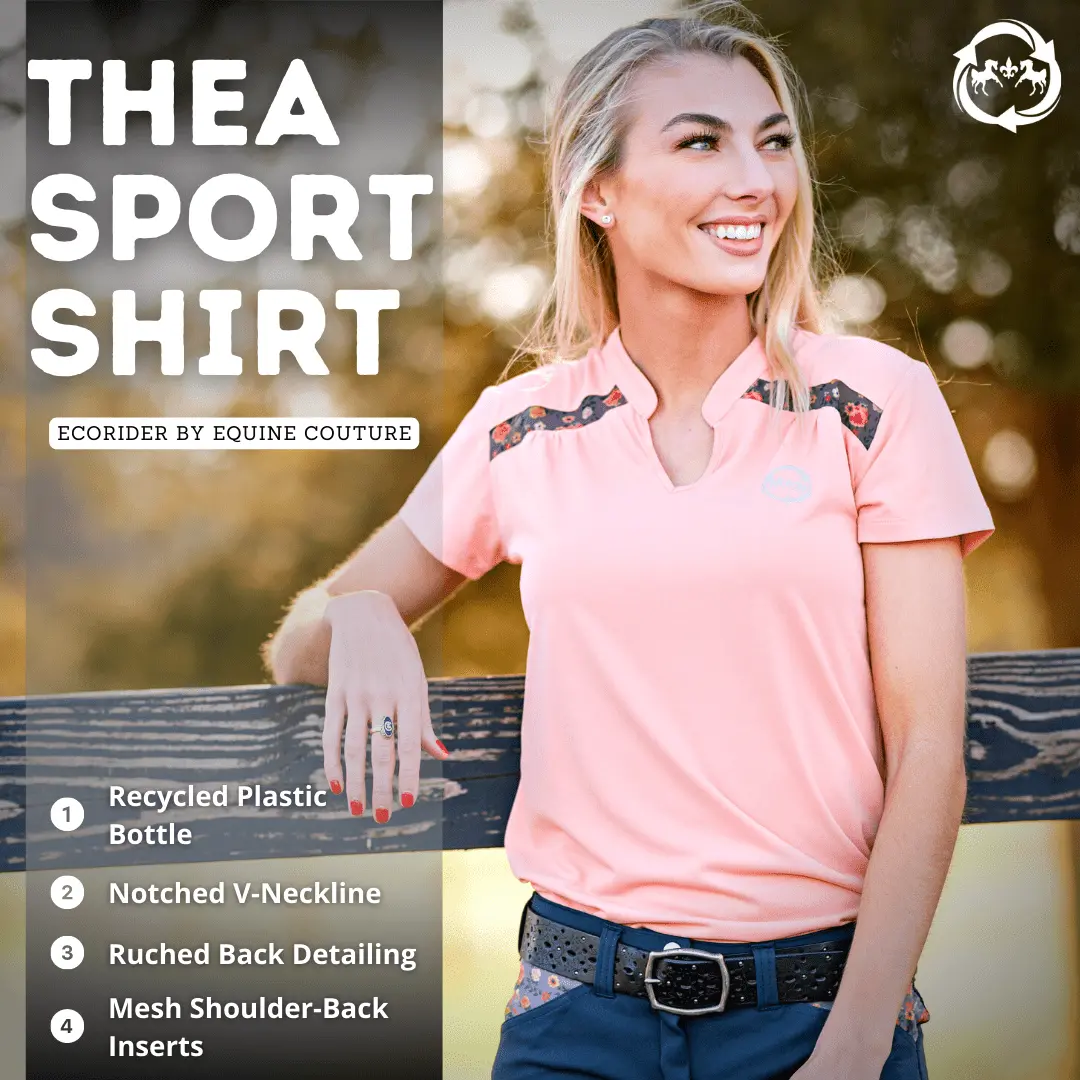 Equine Couture Women Ecorider Thea Notched V-Neck Short Sleeve Sport Shirt 8