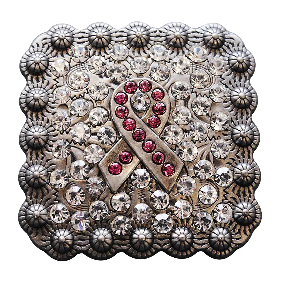 Western Screw Back Concho Crystals Breast Cancer Bling Cowgirl 1