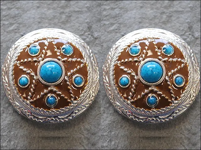 Western Screw Back Conchoturquoise Star Antique Round Bling Headstall 3