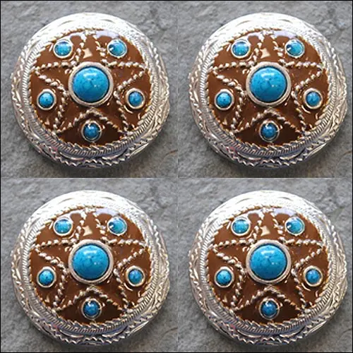 Western Screw Back Conchoturquoise Star Antique Round Bling Headstall 4