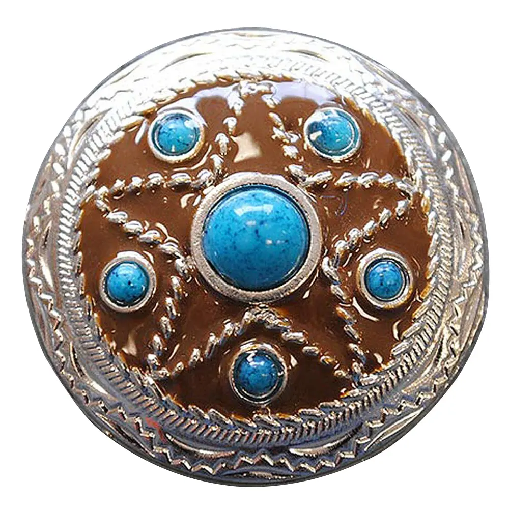 Western Screw Back Conchoturquoise Star Antique Round Bling Headstall 1