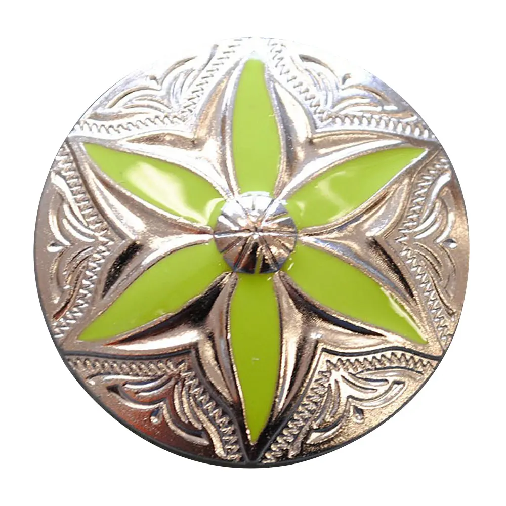 Hilason Western Screw Back Concho 1 Round Floral Green Inlay Bling Saddle Cowgirl 1.5 Inch | Slotted Conchos 1