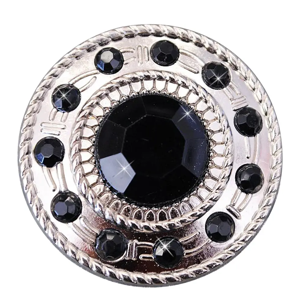 Hilason Western Screw Back Concho1 Black Crystal Wheel Bling Headstall Cowgirl | Concho Belt Slotted Conchos 1