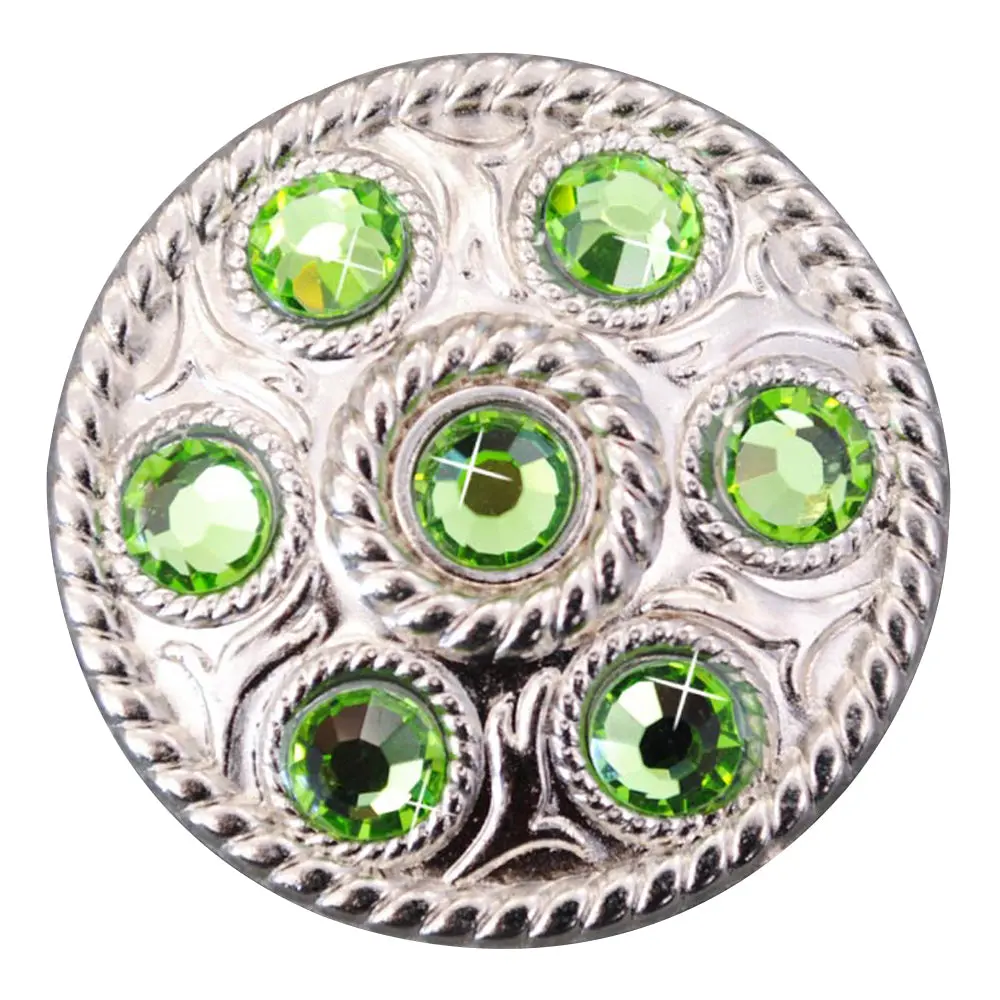 Western Screw Back Concho1 Green Crystal Wheel Bling Headstall Cowgirl 1