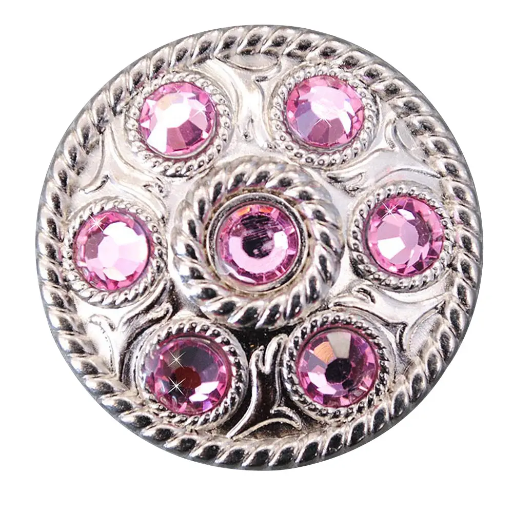 Western Screw Back Concho 1 Pink Crystal Wheel Bling Headstall Cowgirl 1