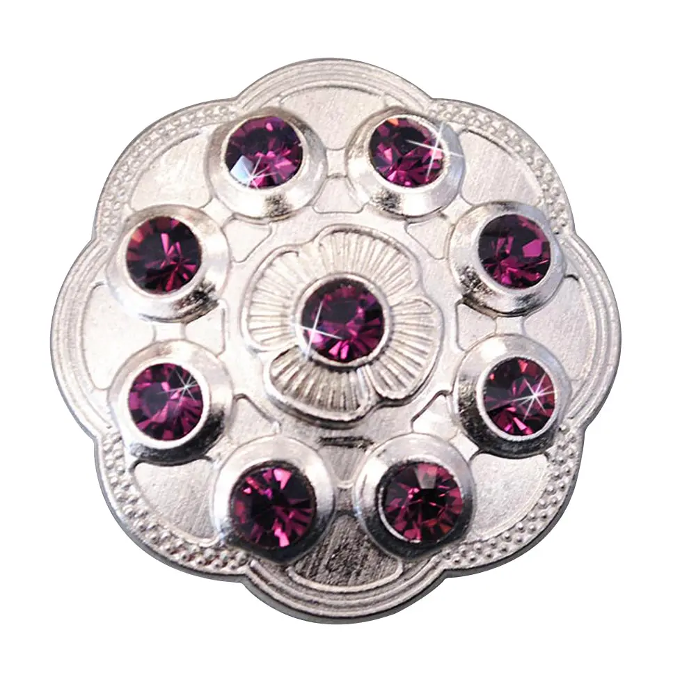 Hilason Western Screw Back Conchopurple Crystal Floral Bling Headstall Cowgirl 1.5 Inch | Concho Slotted Conchos 1