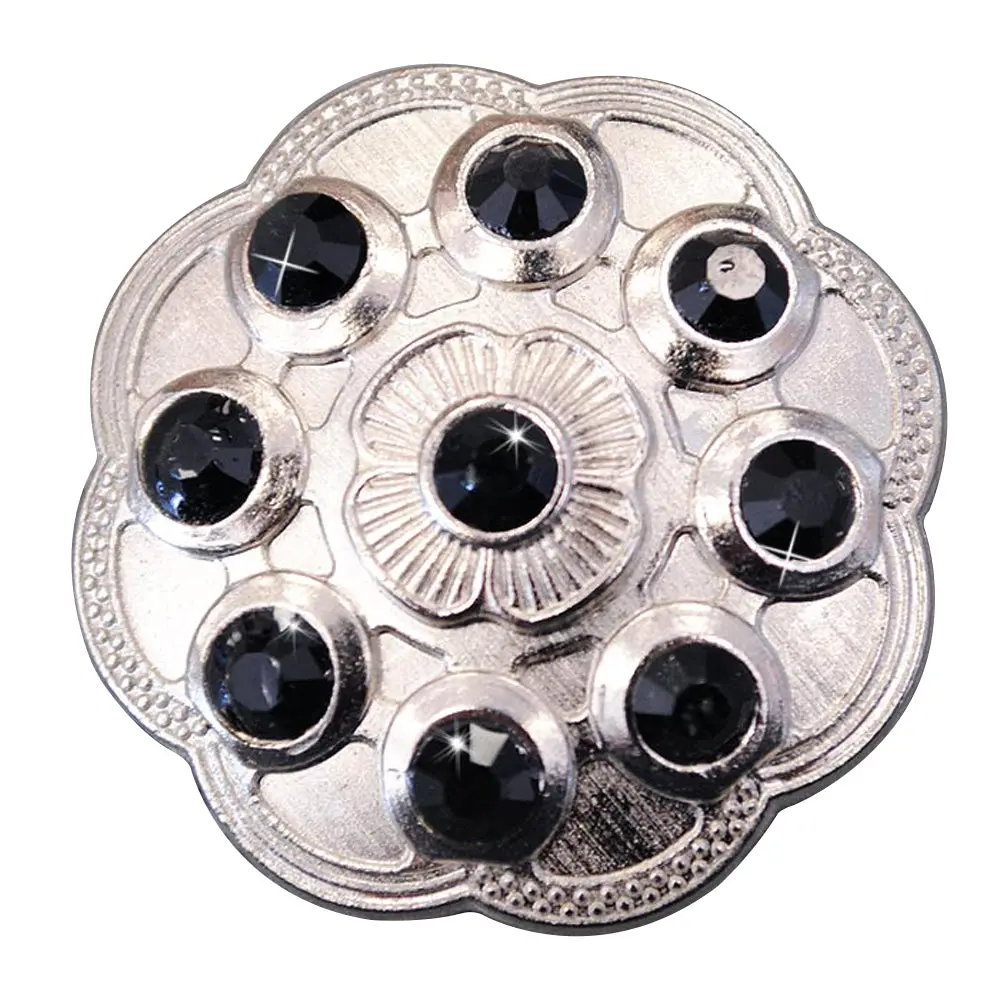 Hilason Western Screw Back Concho1 Black Crystal Floral Bling Headstall Cowgirl 1.5 Inch | Concho Slotted Conchos 1