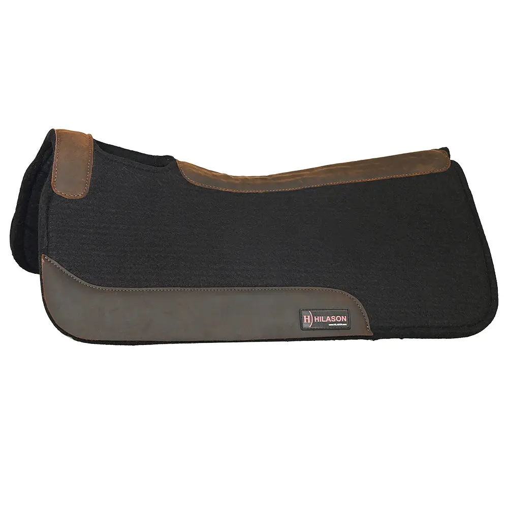 Hilason Western Wool Felt Horse Saddle Pad W/ Distressed Wear Leather | For Horses 1