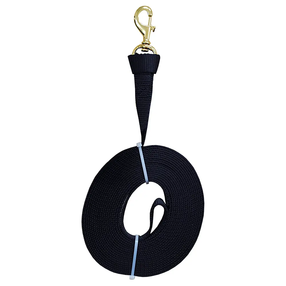 Weaver Black Flat Nylon Tack Horse Lunge Line W/Snap 1In. X 24Ft 1