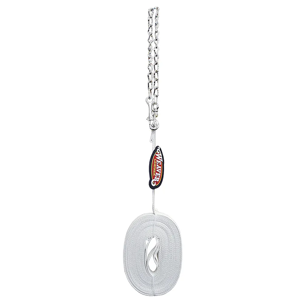 Weaver Off White Horse Tack Flat Cotton Lunge Line With Chain 1