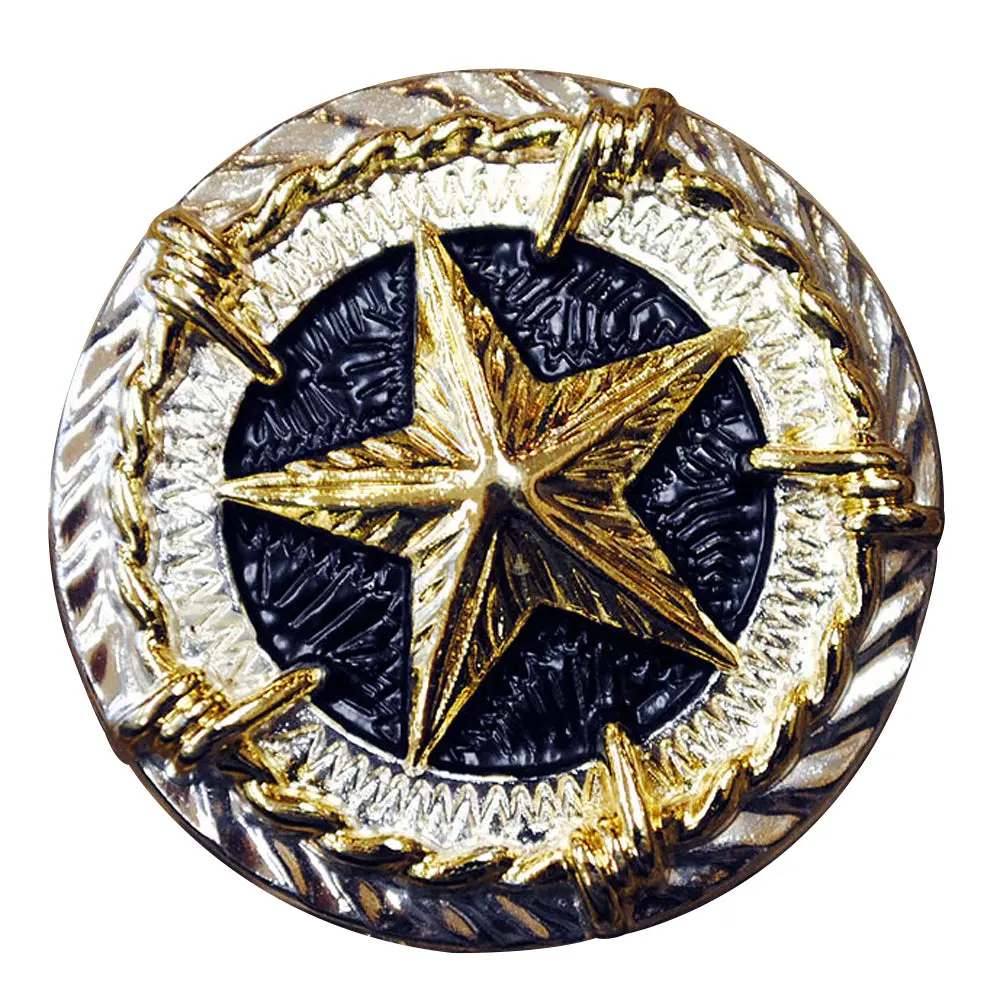 Hilason Western Screw Back Concho Texas Star Gold Saddle Bling Cowgirl W/ Black Inlay Color | Slotted Conchos 1