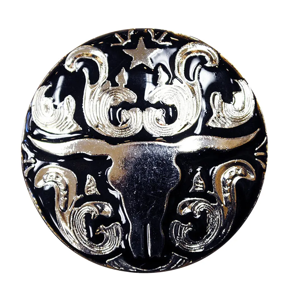 Western Screw Back Concho Long Horn Black Saddle Bling Cowgirl 1