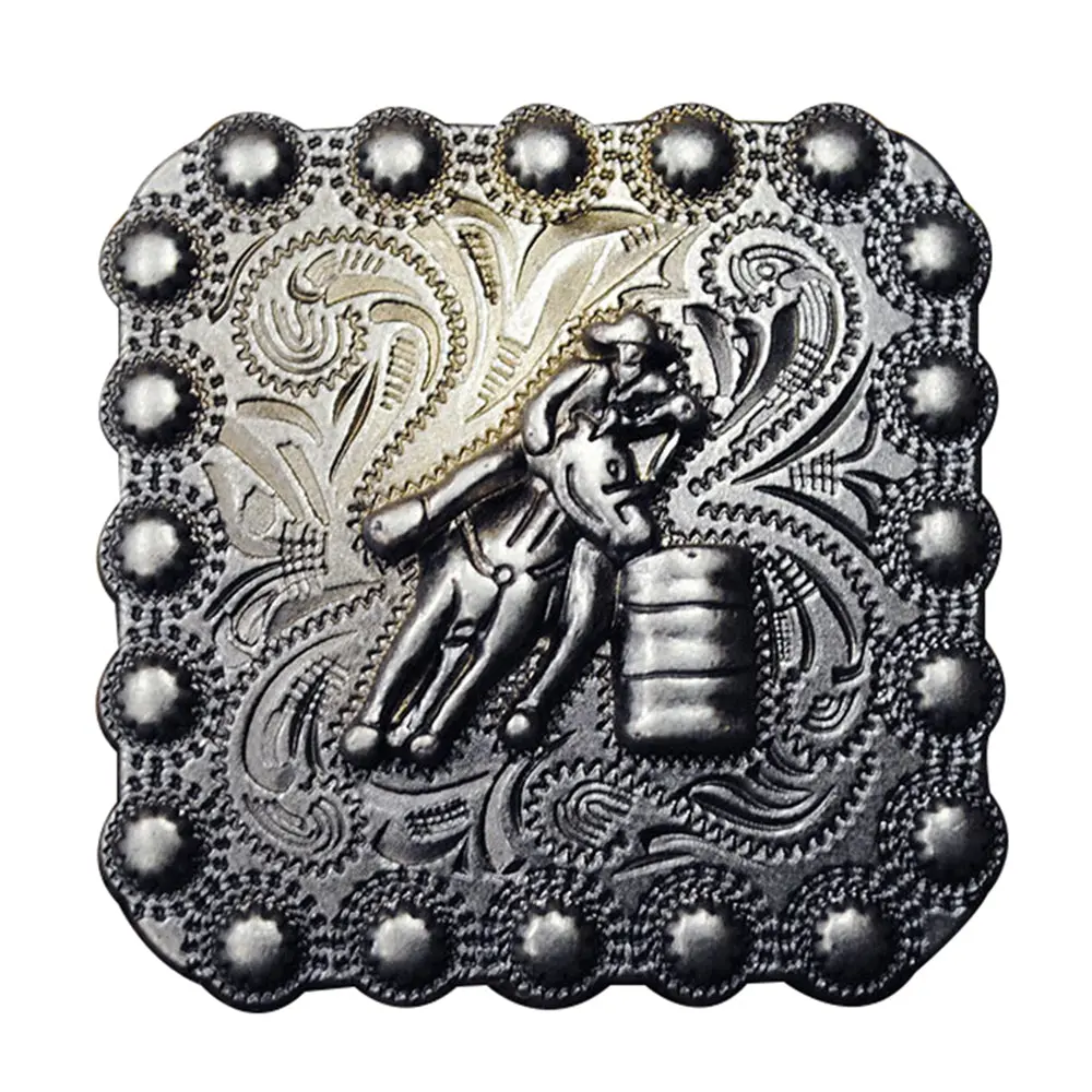 Hilason Western Screw Back Barrel Racer Carved Square Saddle Concho 1