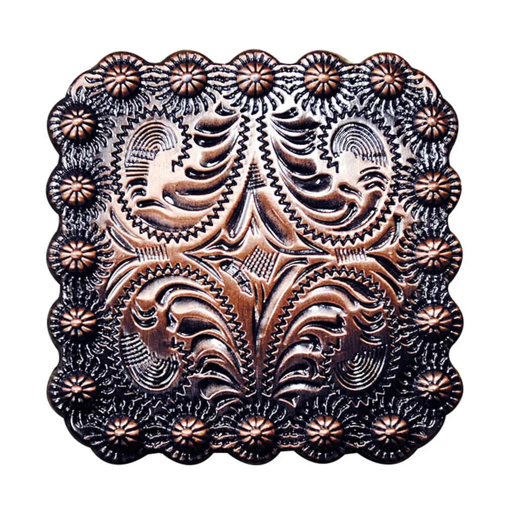 Hilason Western Screw Back Concho Floral Carved Copper Saddle Bling Black Color | Bridle Conchos Slotted 1