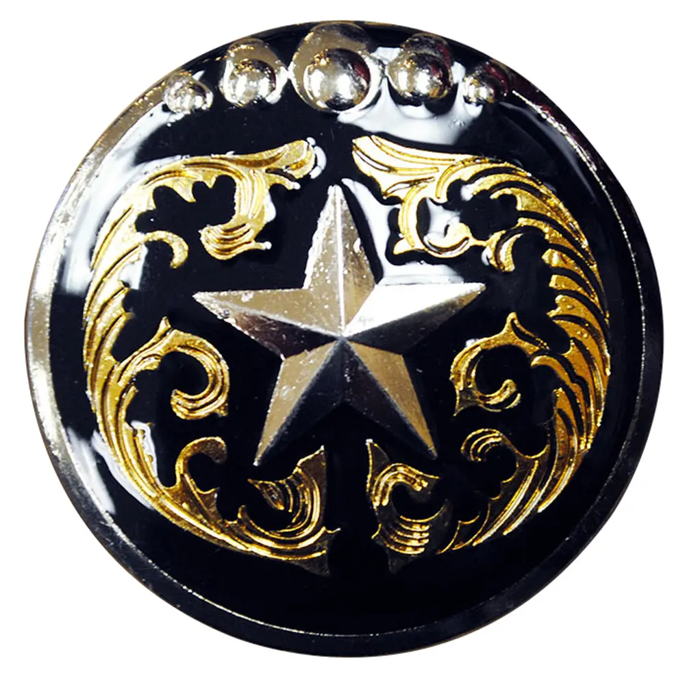 Hilason Western Screw Back Concho Texas Star Black Gold Saddle Bling Cowgirl | Belt Slotted Conchos 1