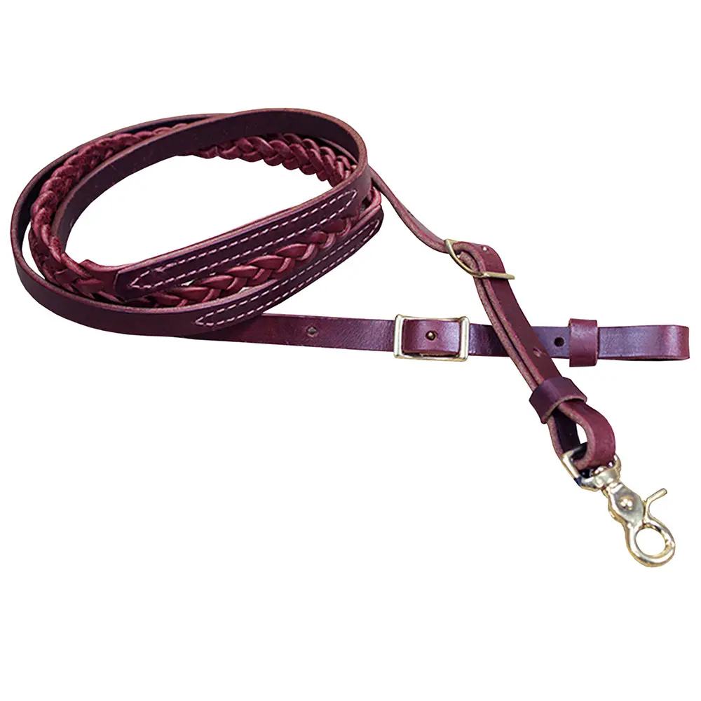 Weaver 5/8In X 7Ft Burgundy Latigo Leather 3 Plait Roper Rein Western Tack Horse 1