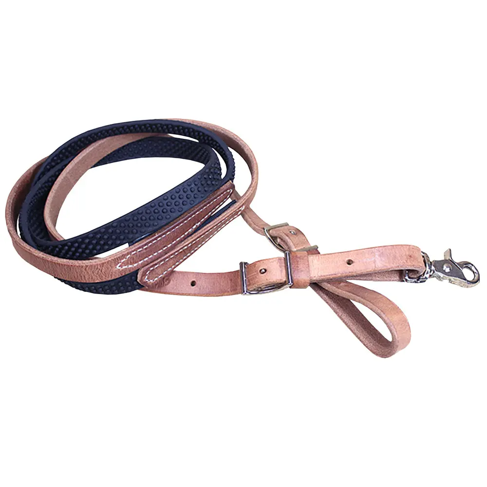 Black 8Ft Weaver Leather Barrel Pleasure Rein With Rubber Grip Horse Roping 1