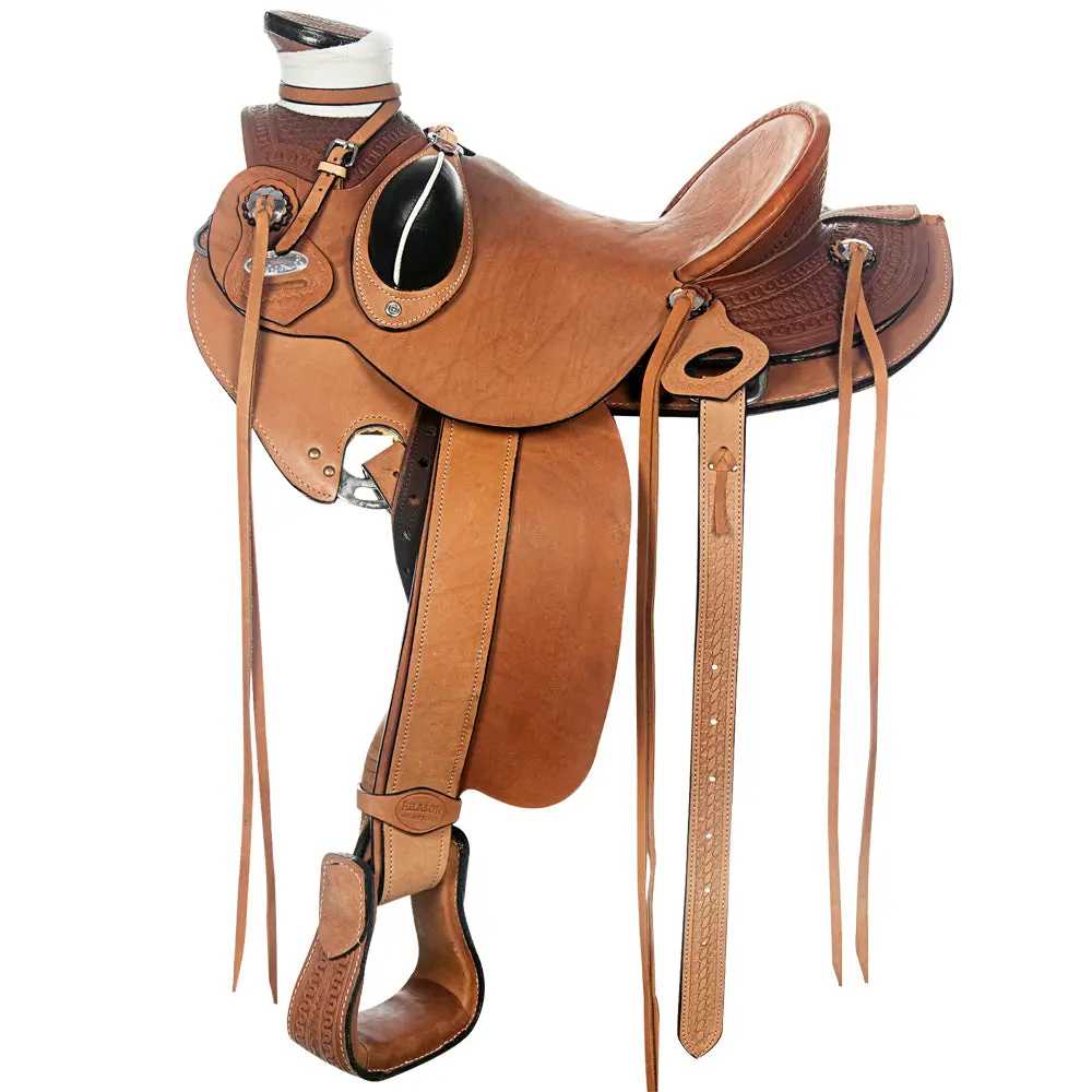 Hilason Western Horse Wade Saddle American Leather Ranch Roping Tan | Hand Tooled & For Horses 1