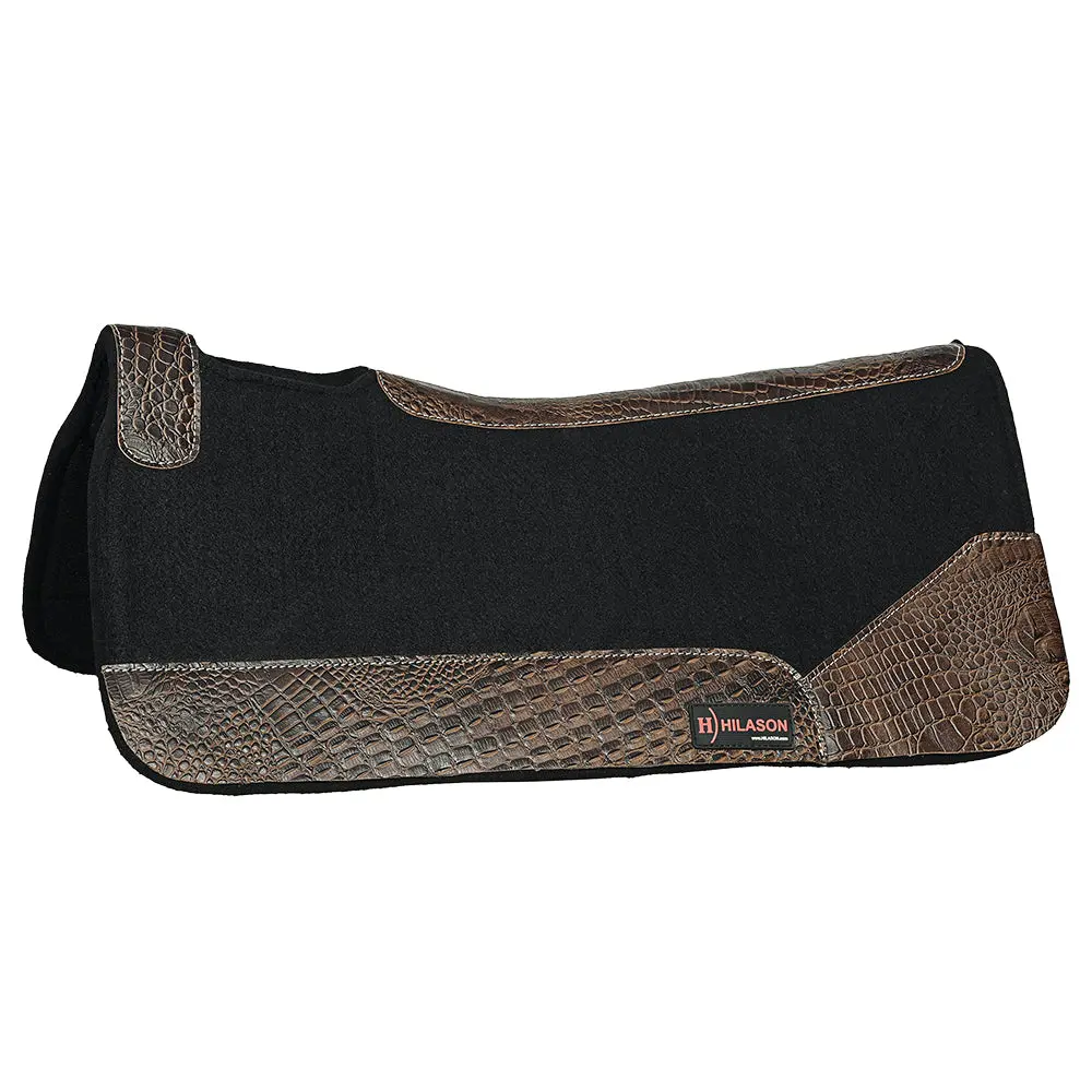 Hilason Western Wool Felt Horse Saddle Pad W/ Distressed Wear Leather | For Horses 1