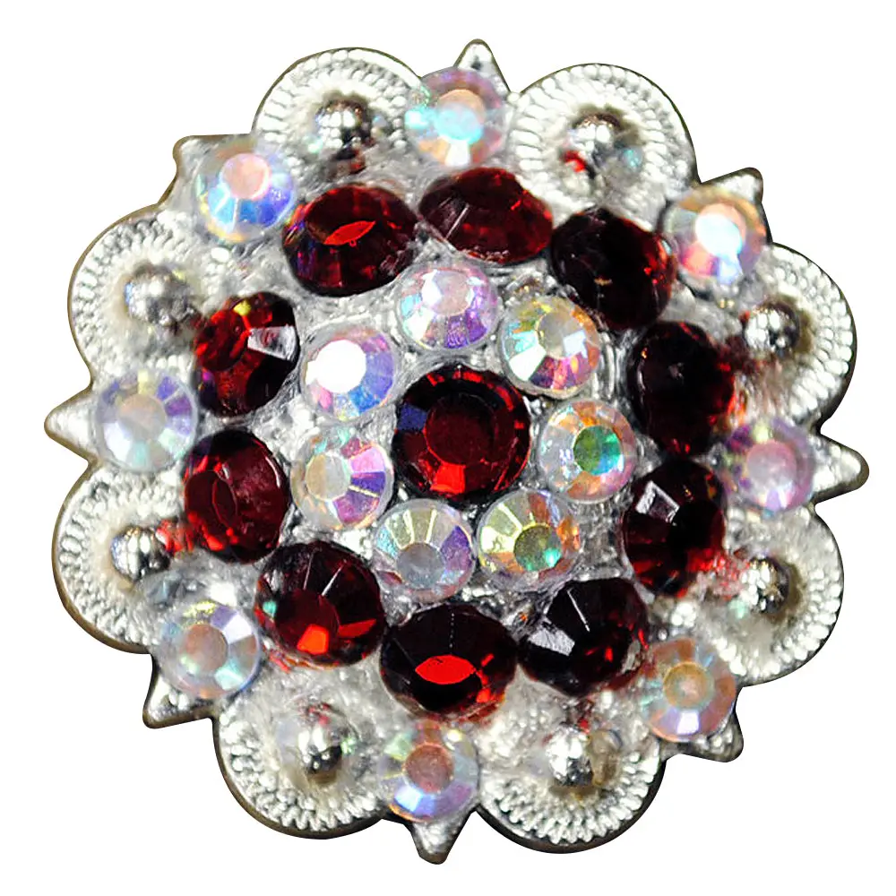 Hilason Western Berry Conchos Glass Rhinestones Bling 1.5" Tack Cowgirl Red-Crystalab Color | Slotted Concho 1