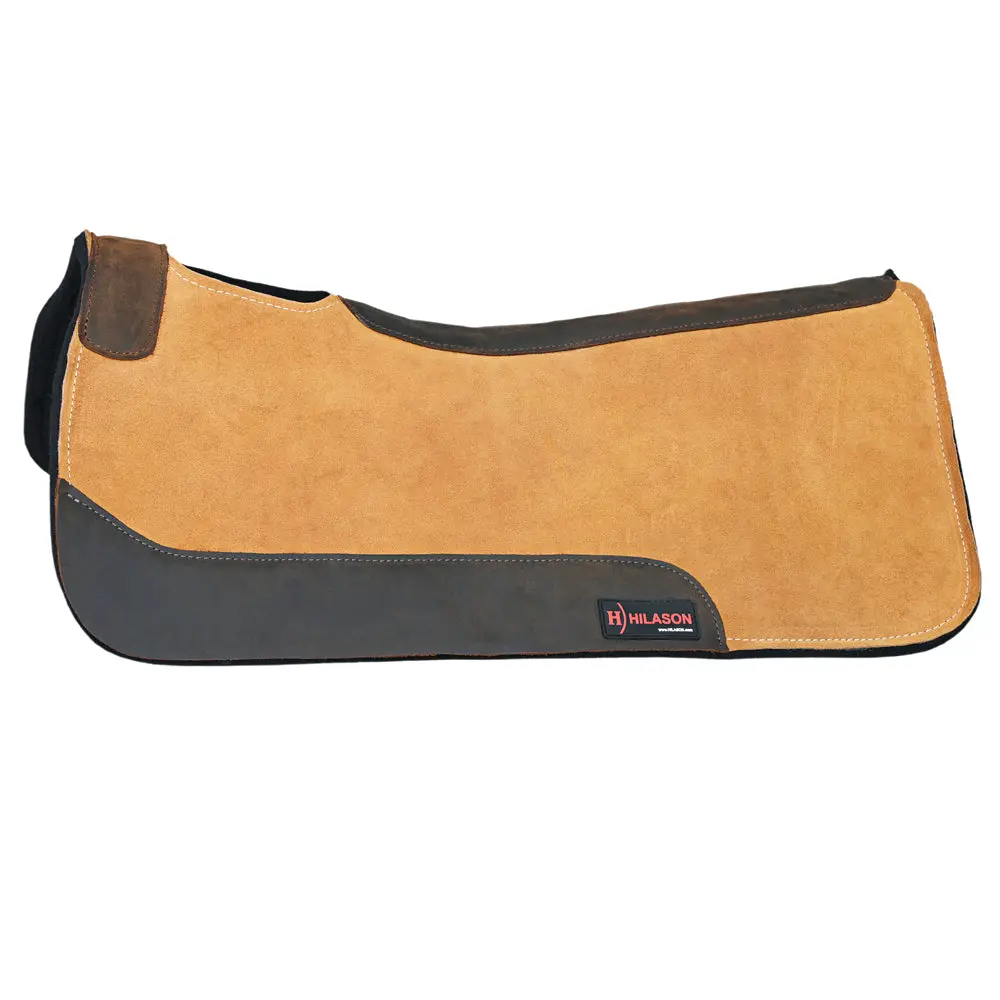 Hilason Western Wool Felt Suede Horse Saddle Pad W/ Distressed Wear Leather | For Horses 1
