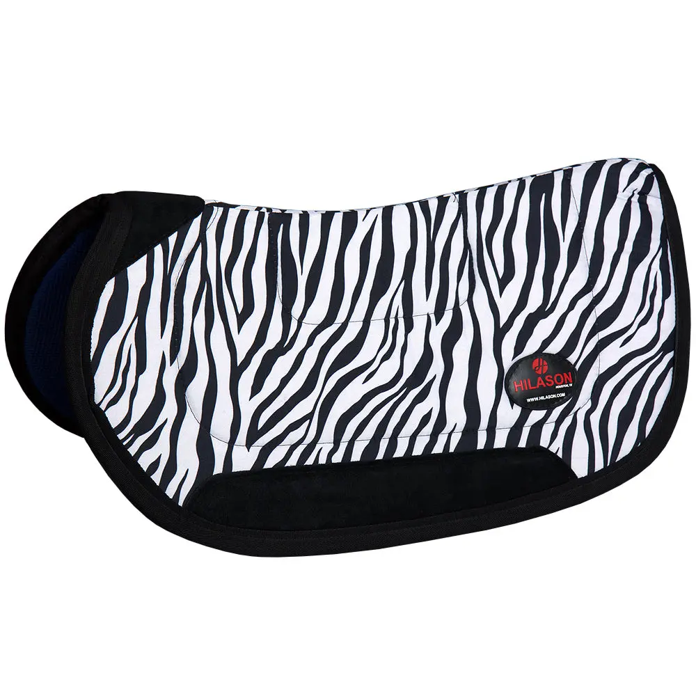 Hilason 28" X 26" Anti Slip Round Contoured Horse Saddle Pad Zebra 1
