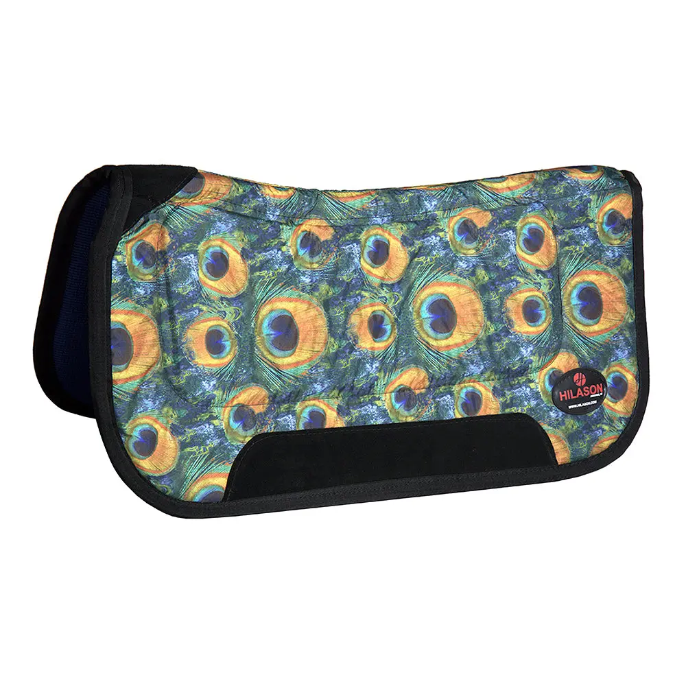 30" X 32" Hilason  Shock Absorbing Anti Slip Western Round Saddle Pad Peacock 1