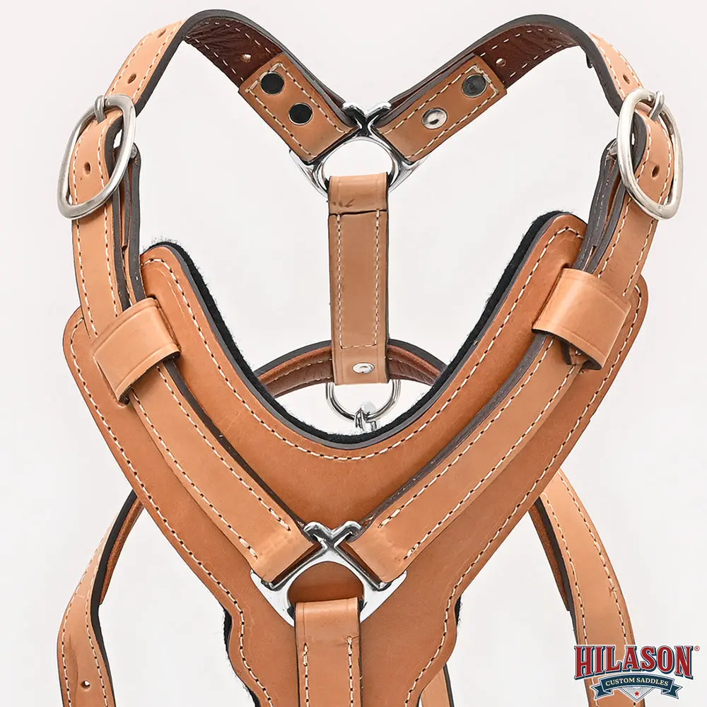 Large Leather Dog Harness Tan Padded Genuine With Matching Leash Hilason 4