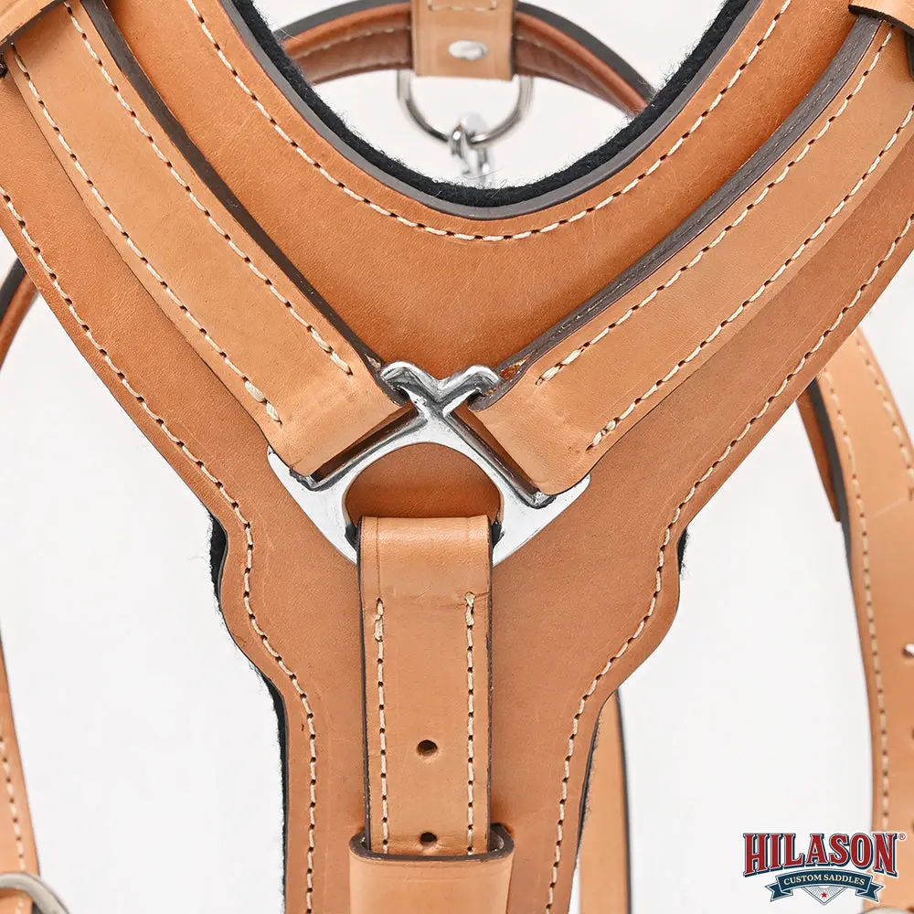 Large Leather Dog Harness Tan Padded Genuine With Matching Leash Hilason 3