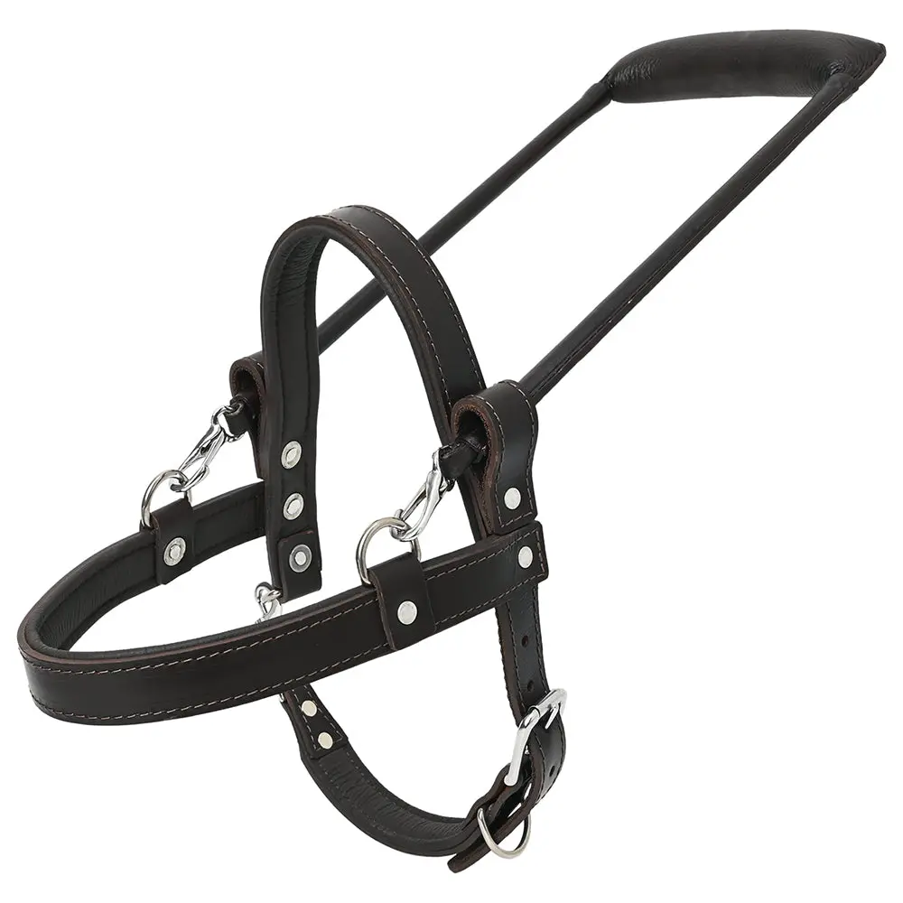 Hilason Guide Dog Harness Brown Padded Genuine Leather With Handle | Adjustable Straps For Training Breathable Therapy 1