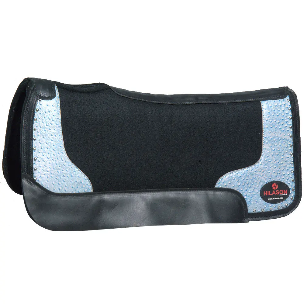 Hilason Western Wool Felt Horse Saddle Pad W/ Distressed Wear Leather | For Horses 1
