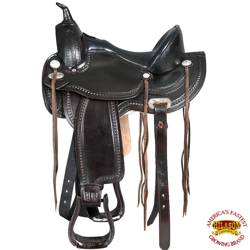 Hilason Western Horse Saddle American Leather Treeless Trail Pleasure | Barrel For Horses 1