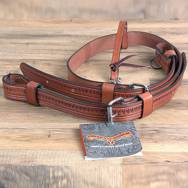 Circle Y 1 1/2" Shell Tooled Horse Leather Flank Cinch Girth Regular Oil 1