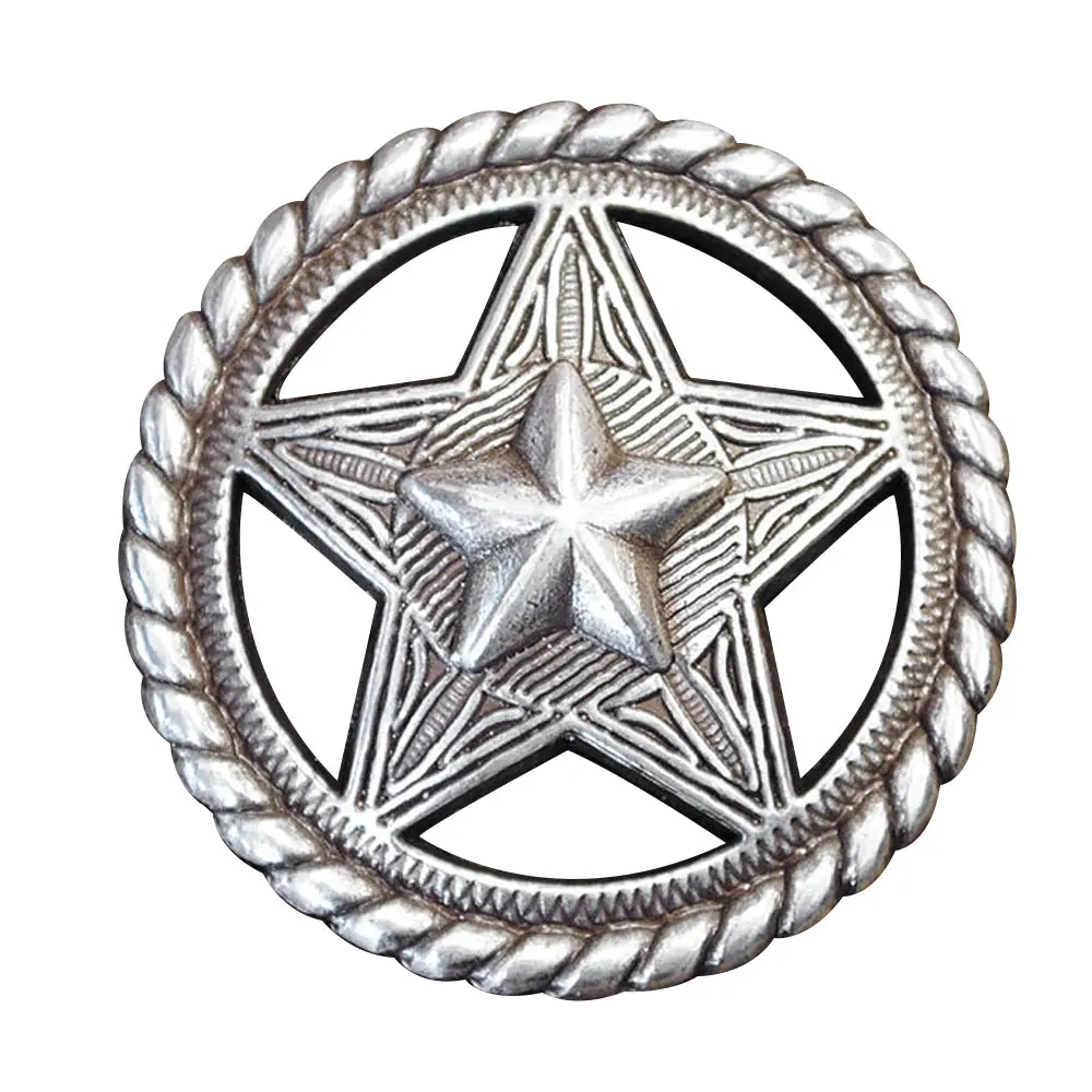 Hilason Packs Western Nickel Plated Round Conchos Color | Bridle Concho Slotted 1