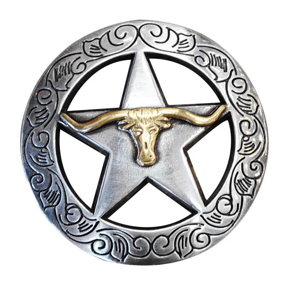 Western Screw Back Concho Longhorn Star Round Saddle Bling Cowgirl 1