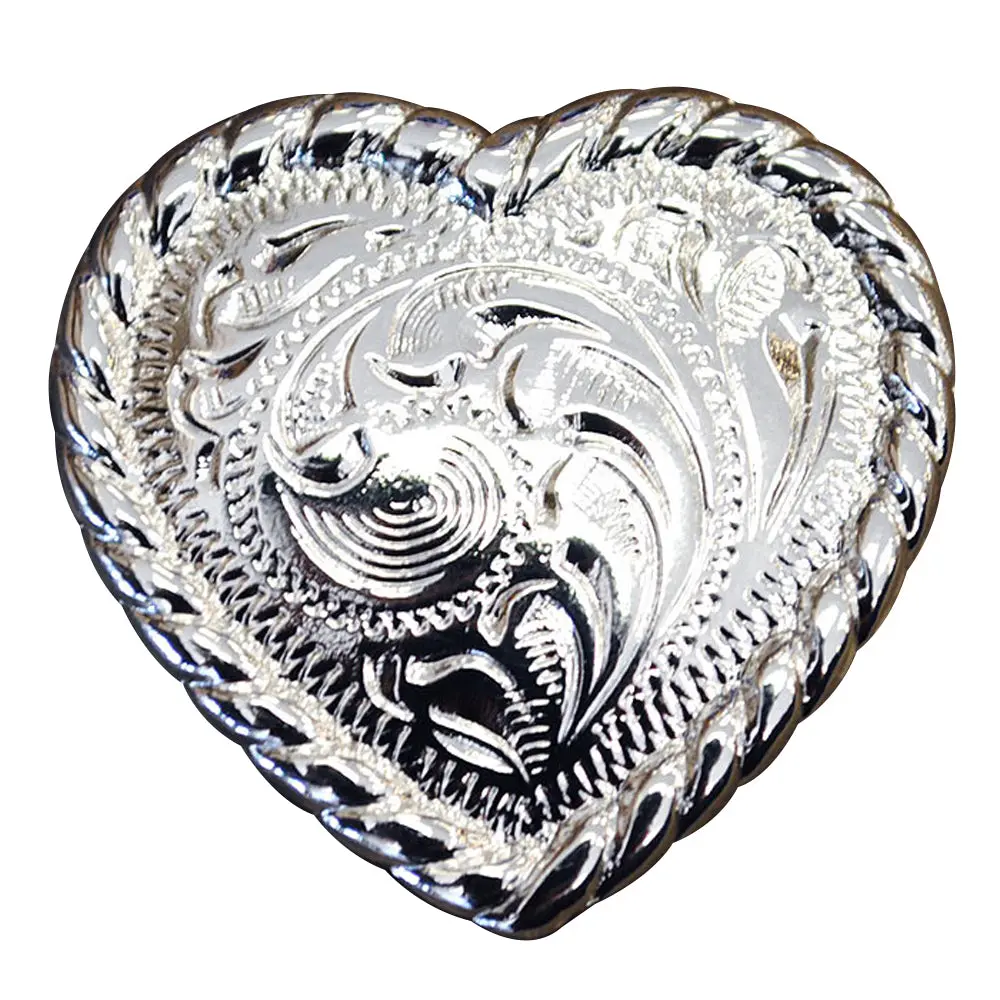 Hilason Screw Back Concho Heart Shaped W/Rope Edge Saddle Bling Black Color | Bridle Conchos | Slotted Conchos 1