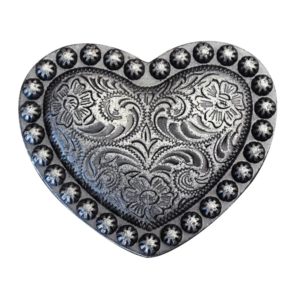 Hilason Western Screw Back Concho Heart Berry Antique Silver Saddle Bling Cowgirl | Belt Slotted Conchos 1