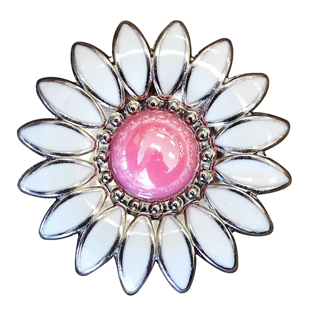 Hilason Screw Back Concho Enamel Stone Floral Saddle Bling White And Pink Color | Bridle Conchos Slotted 1
