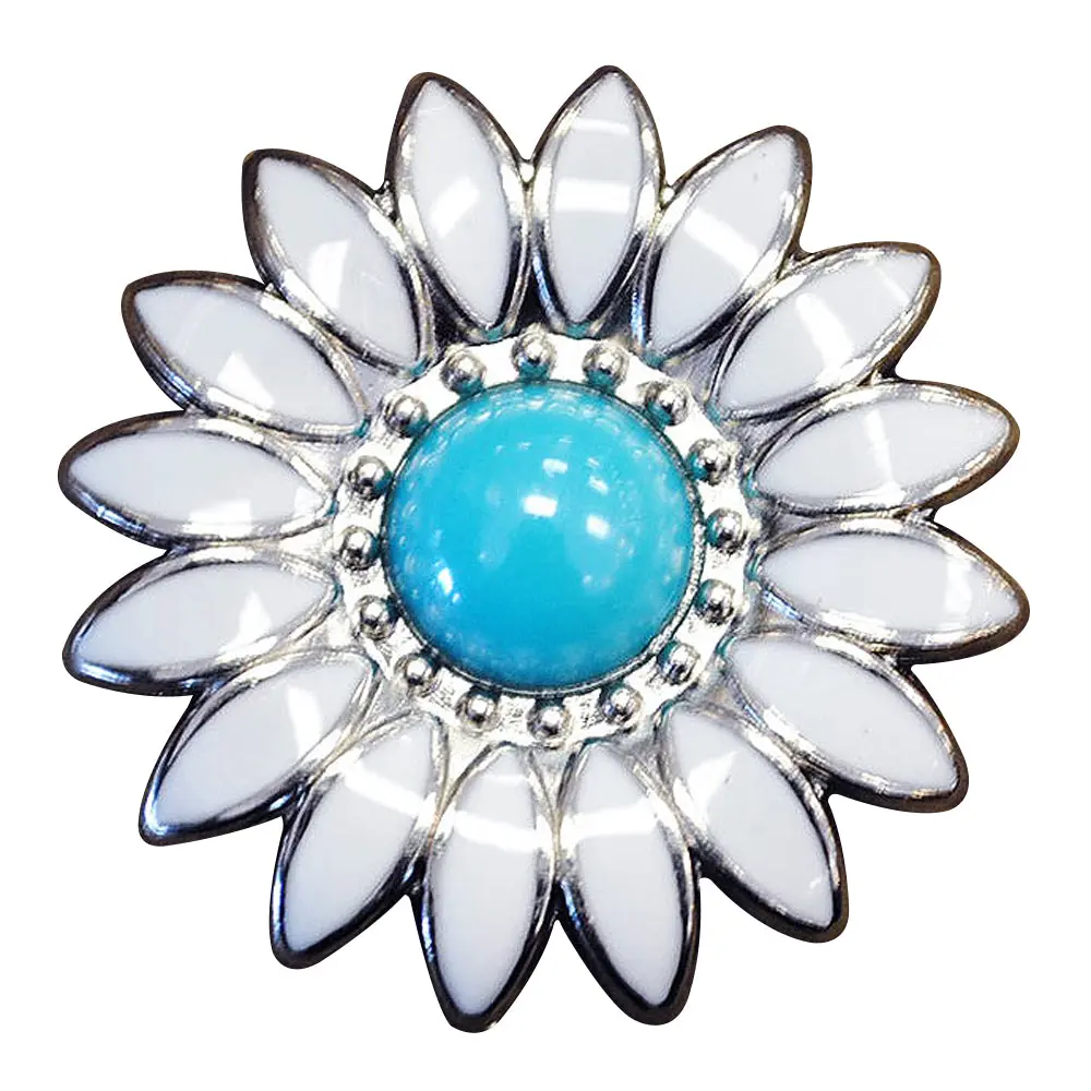 Western Screw Back Concho White Enamel Stone Floral Saddle 1